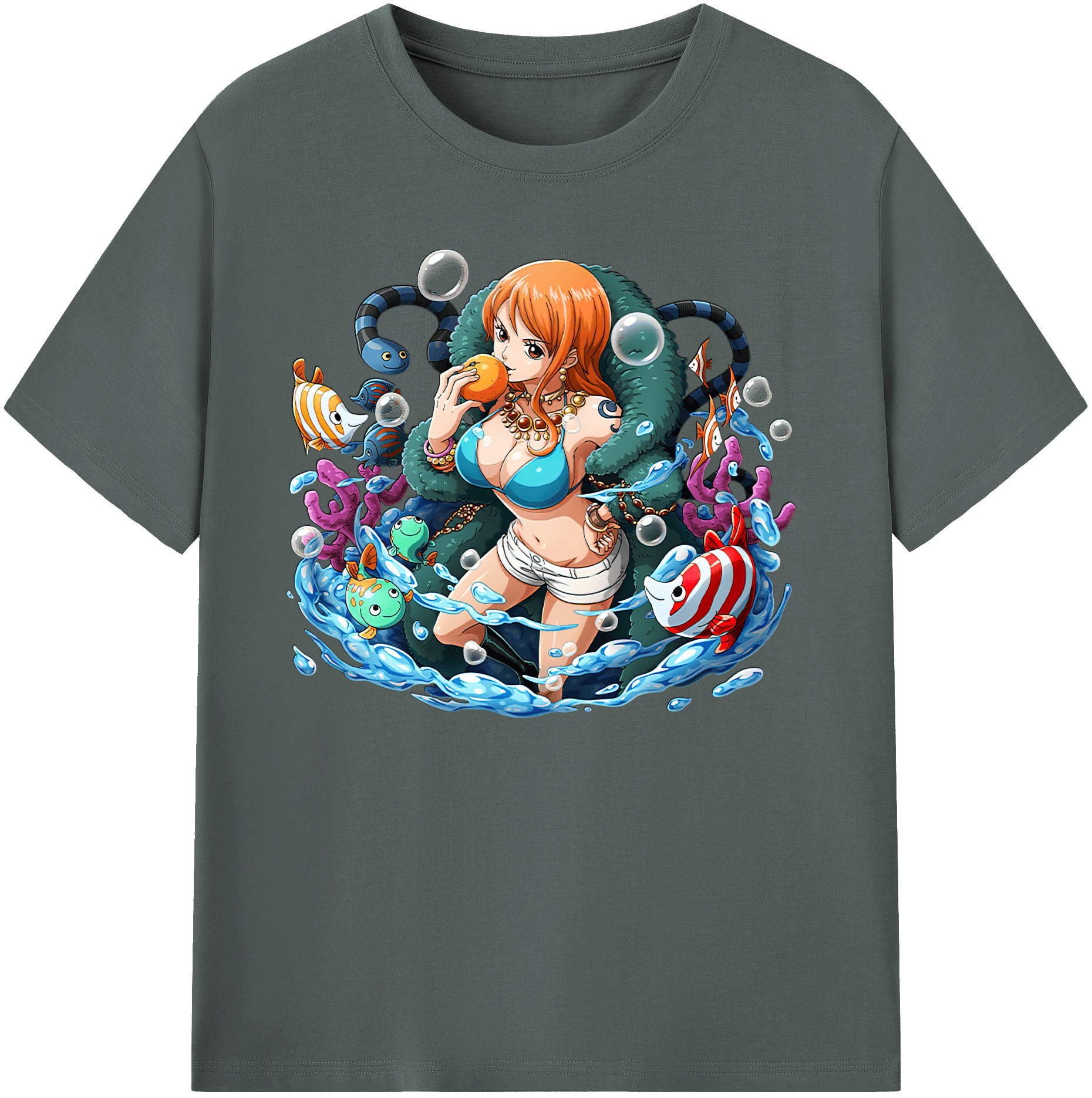 （画像用） ワンピース ナミ ONE PIECE Nami 綿100％ メンズ半袖Tシャツ｜肌触りやわらか＆通気性